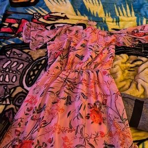 Large Bell Sky off the shoulder dress.